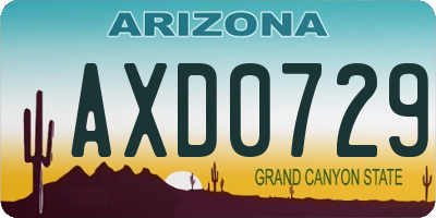 AZ license plate AXD0729