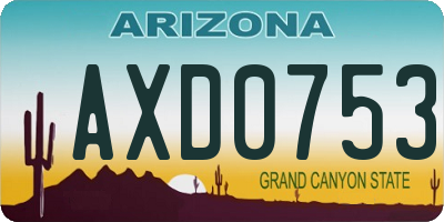 AZ license plate AXD0753