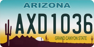 AZ license plate AXD1036