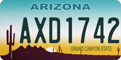 AZ license plate AXD1742