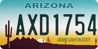 AZ license plate AXD1754