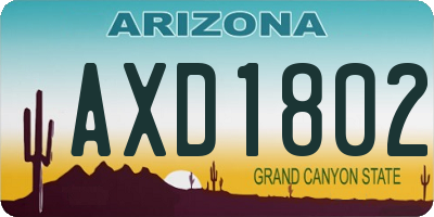 AZ license plate AXD1802