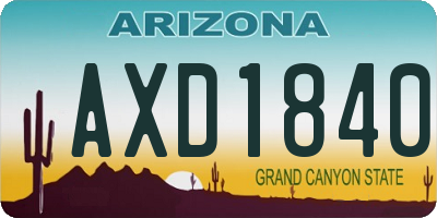 AZ license plate AXD1840