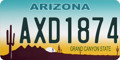 AZ license plate AXD1874