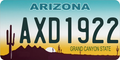 AZ license plate AXD1922