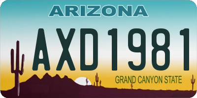 AZ license plate AXD1981
