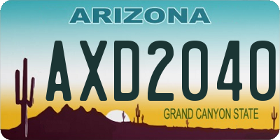 AZ license plate AXD2040