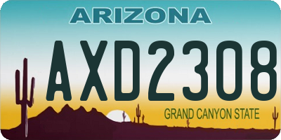 AZ license plate AXD2308
