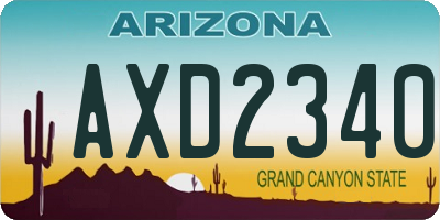AZ license plate AXD2340
