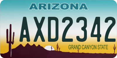 AZ license plate AXD2342
