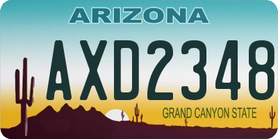 AZ license plate AXD2348