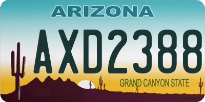 AZ license plate AXD2388