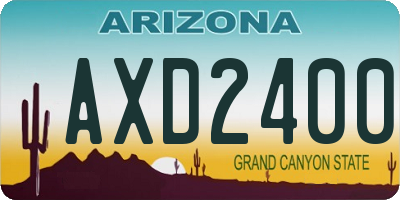AZ license plate AXD2400