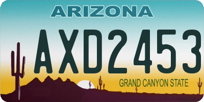 AZ license plate AXD2453