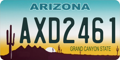 AZ license plate AXD2461