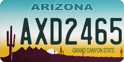 AZ license plate AXD2465