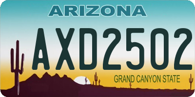 AZ license plate AXD2502