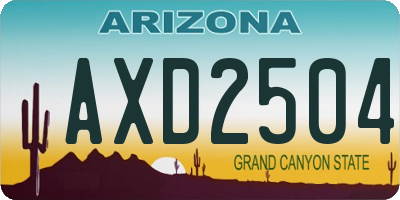 AZ license plate AXD2504