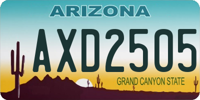 AZ license plate AXD2505