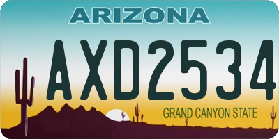 AZ license plate AXD2534