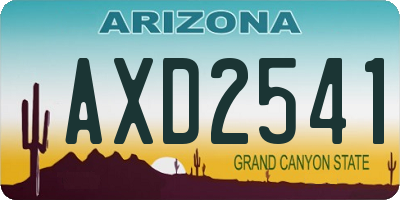 AZ license plate AXD2541