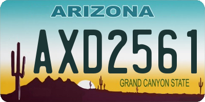 AZ license plate AXD2561