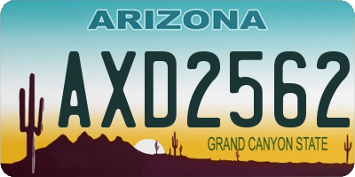 AZ license plate AXD2562