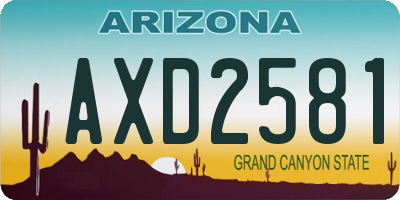 AZ license plate AXD2581