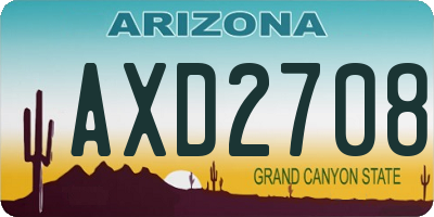 AZ license plate AXD2708