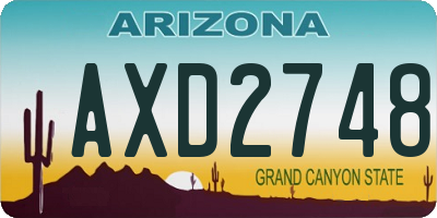 AZ license plate AXD2748