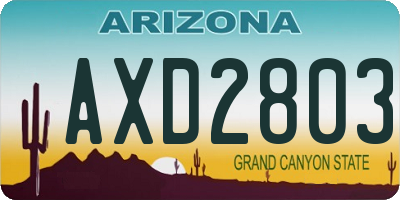 AZ license plate AXD2803