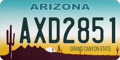 AZ license plate AXD2851
