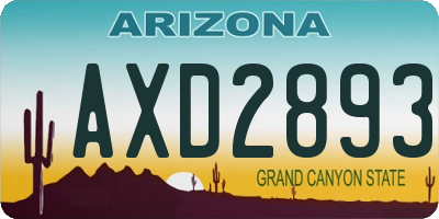 AZ license plate AXD2893