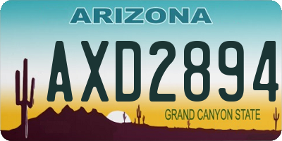 AZ license plate AXD2894