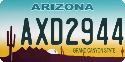 AZ license plate AXD2944