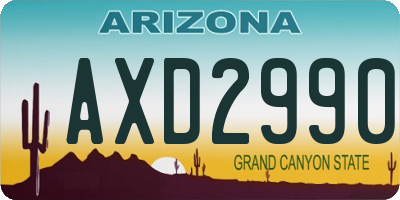 AZ license plate AXD2990