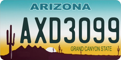 AZ license plate AXD3099