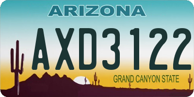 AZ license plate AXD3122