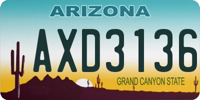 AZ license plate AXD3136