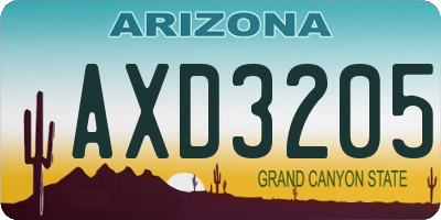 AZ license plate AXD3205