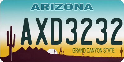 AZ license plate AXD3232