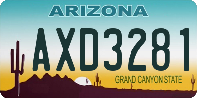 AZ license plate AXD3281