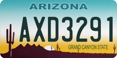AZ license plate AXD3291