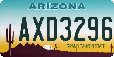 AZ license plate AXD3296