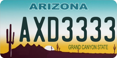 AZ license plate AXD3333