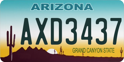 AZ license plate AXD3437
