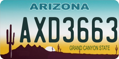 AZ license plate AXD3663
