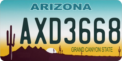 AZ license plate AXD3668