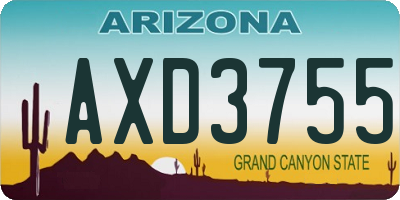 AZ license plate AXD3755