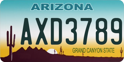 AZ license plate AXD3789